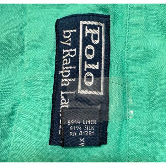 Polo Ralph Lauren Shirt XL Seafoam Green Linen Silk Button Down Resortwear - Picture 4 of 8